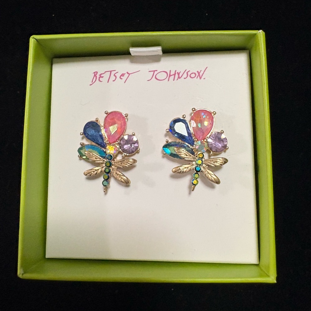 Betsey Johnson Colorful Dragonfly Earrings